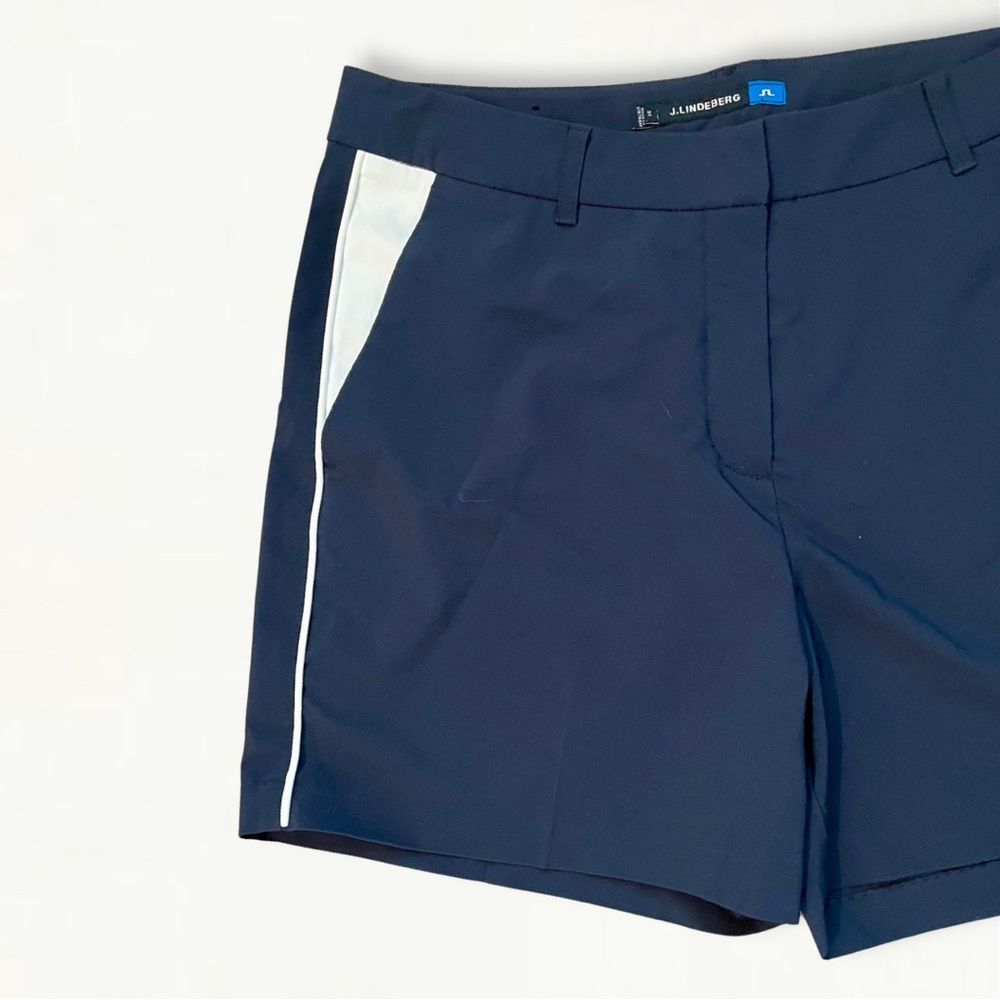 SOLD J. Lindeberg Gwen Short Micro Women’s Athletic Golf Shorts Navy + White - Picture 3 of 16